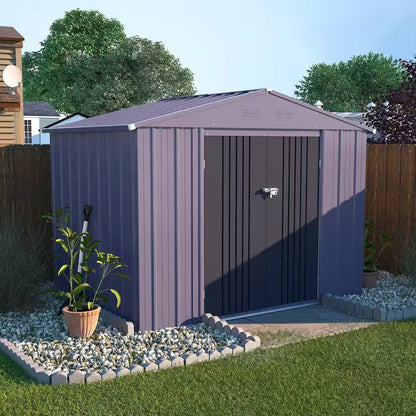 8 Ft. W X 10 Ft. D Metal Outdoor Storage Shed 80 Sq. Ft., Gray