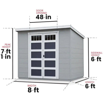 Highland Do-It Yourself 8 Ft. W X 6 Ft. D Complete Outdoor Wood Utility Shed with Palram Roof and Windows (48 Sq. Ft.)