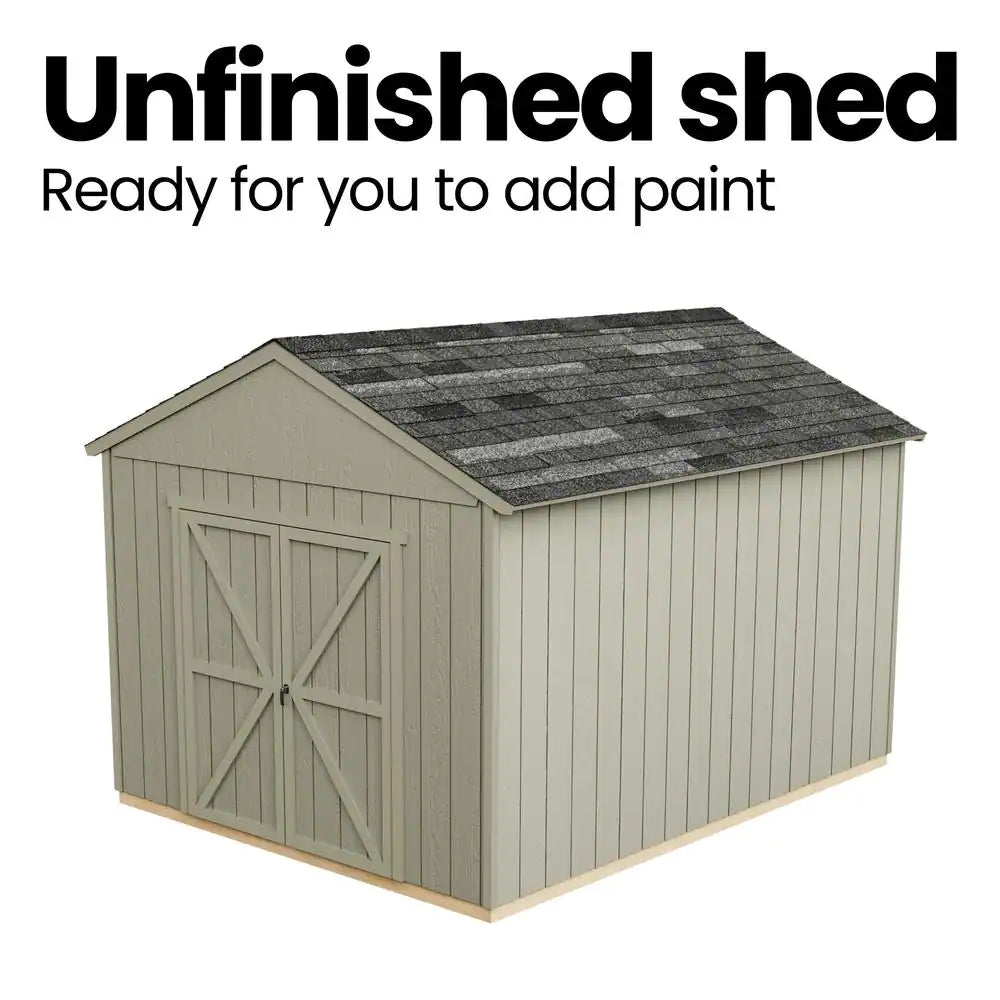 Professionally Installed Rookwood 10 Ft. X 16 Ft. Backyard Wood Shed with Smartside- Onyx Black Shingles (160 Sq. Ft.)