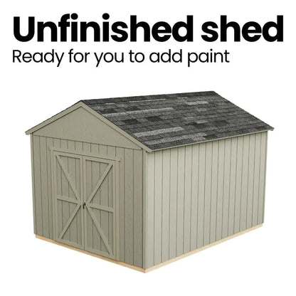 Professionally Installed Rookwood 10 Ft. X 16 Ft. Backyard Wood Shed with Smartside- Onyx Black Shingles (160 Sq. Ft.)