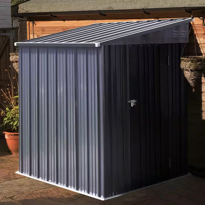 4 Ft. W X 8 Ft. D Metal Storage Lean-To Shed 33 Sq. Ft. in Gray