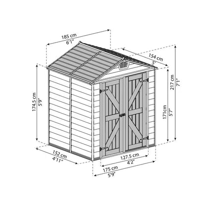 Skylight 6 Ft. X 5 Ft. Tan Garden Outdoor Storage Shed