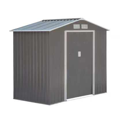 7 Ft. X 4 Ft. Metal Outdoor Backyard Garden Utility Storage Tool Shed Kit with Spacious Layout and Durable Construction