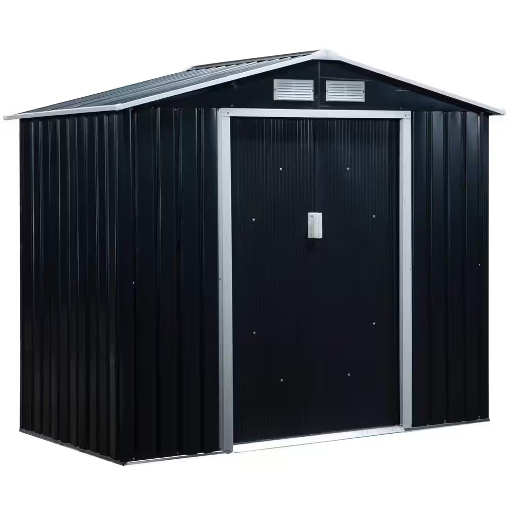 7 Ft. X 4 Ft. Metal Outdoor Backyard Garden Utility Storage Tool Shed Kit with Spacious Layout and Durable Construction