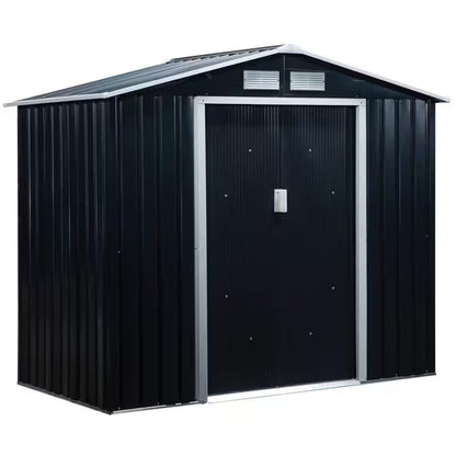 7 Ft. X 4 Ft. Metal Outdoor Backyard Garden Utility Storage Tool Shed Kit with Spacious Layout and Durable Construction