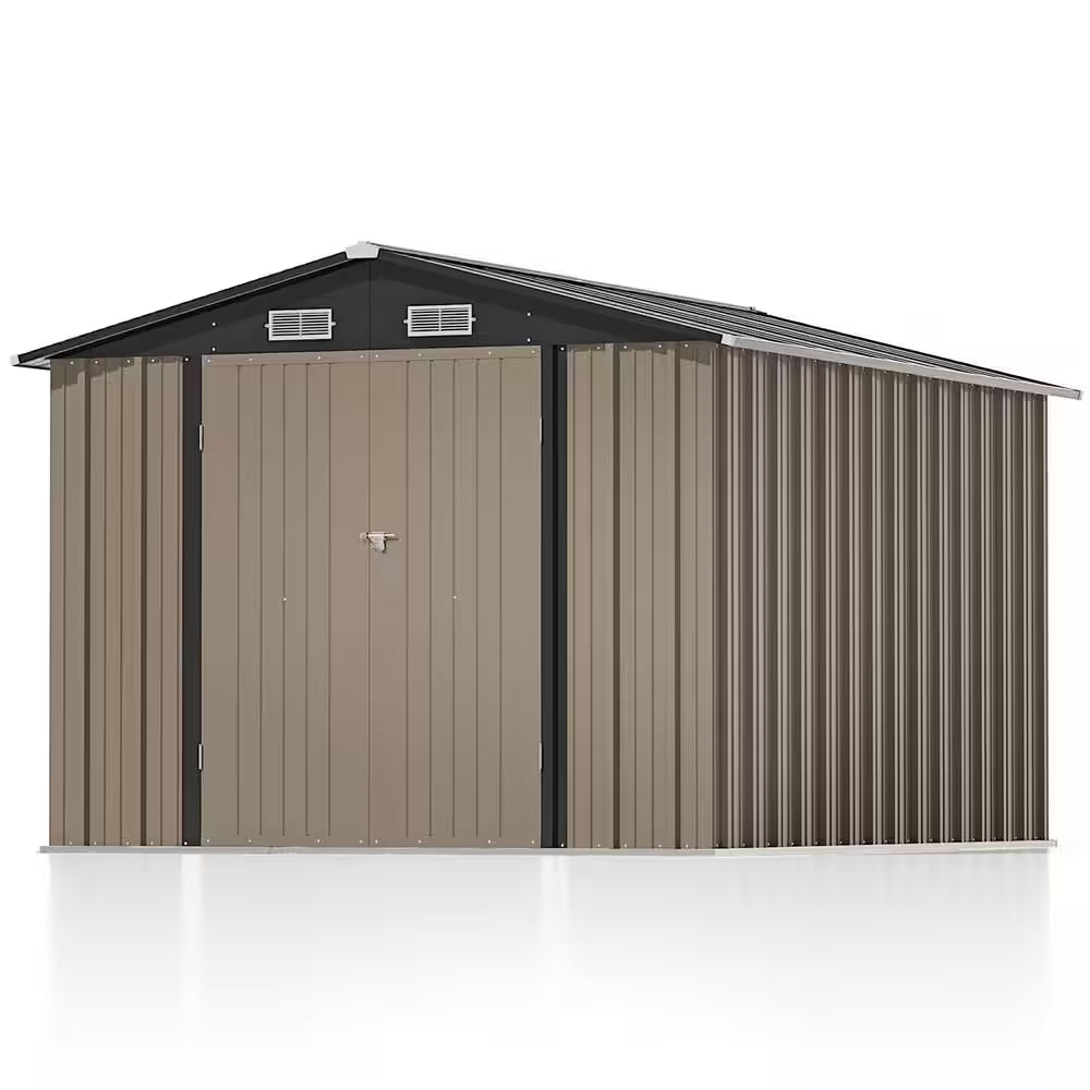 8 Ft. W X 10 Ft. D Brown Metal Storage Shed 80 Sq. Ft.