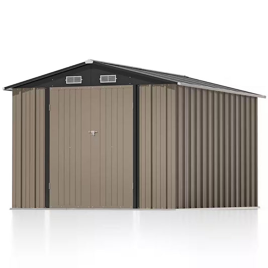 8 Ft. W X 10 Ft. D Brown Metal Storage Shed 80 Sq. Ft.
