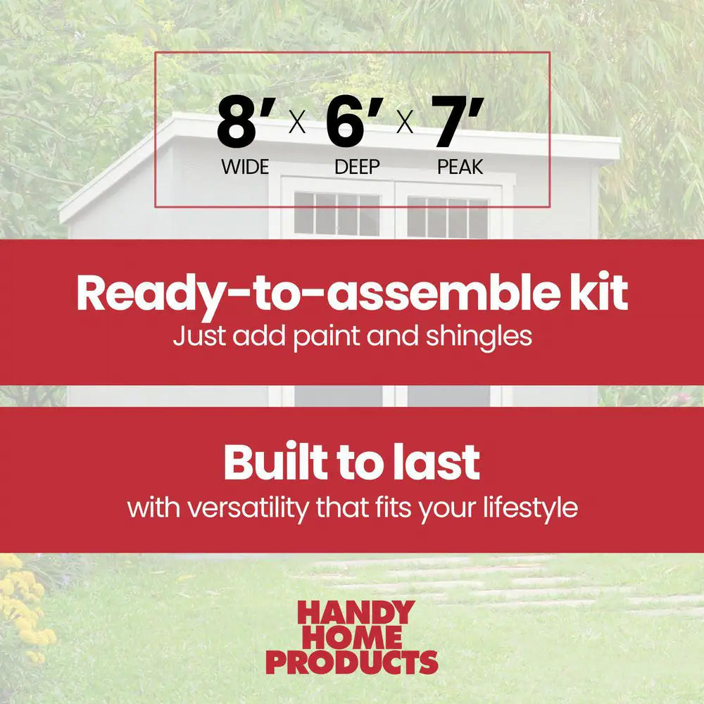 Highland Do-It Yourself 8 Ft. W X 6 Ft. D Complete Outdoor Wood Utility Shed with Palram Roof and Windows (48 Sq. Ft.)