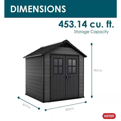 Newton 7.5 Ft. W X 7 Ft. D Durable Resin Plastic Storage Shed with Flooring Grey (Sq. Ft.)