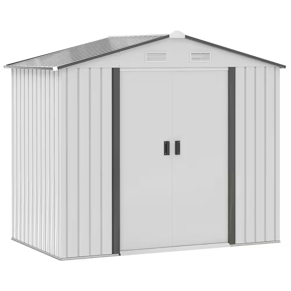 7 Ft. X 4 Ft. Metal Outdoor Backyard Garden Utility Storage Tool Shed Kit with Spacious Layout and Durable Construction