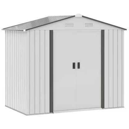 7 Ft. X 4 Ft. Metal Outdoor Backyard Garden Utility Storage Tool Shed Kit with Spacious Layout and Durable Construction
