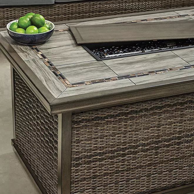 Newcastle 6-Piece Patio Deep Seating Set with Fire Pit – Smoke – Member’s Mark